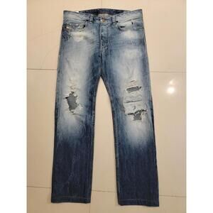 Diesel Safado Blue Denim Regular Slim Straight Distressed Jeans W32 L32